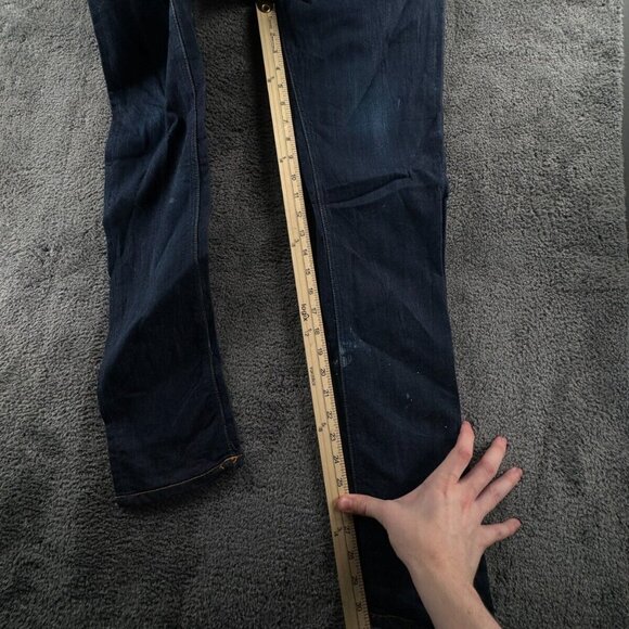 Nudie Jeans Men Blue Denim Trousers Designer Size 30x32 Thin Finn Dry Ecru Embo - Picture 6 of 13